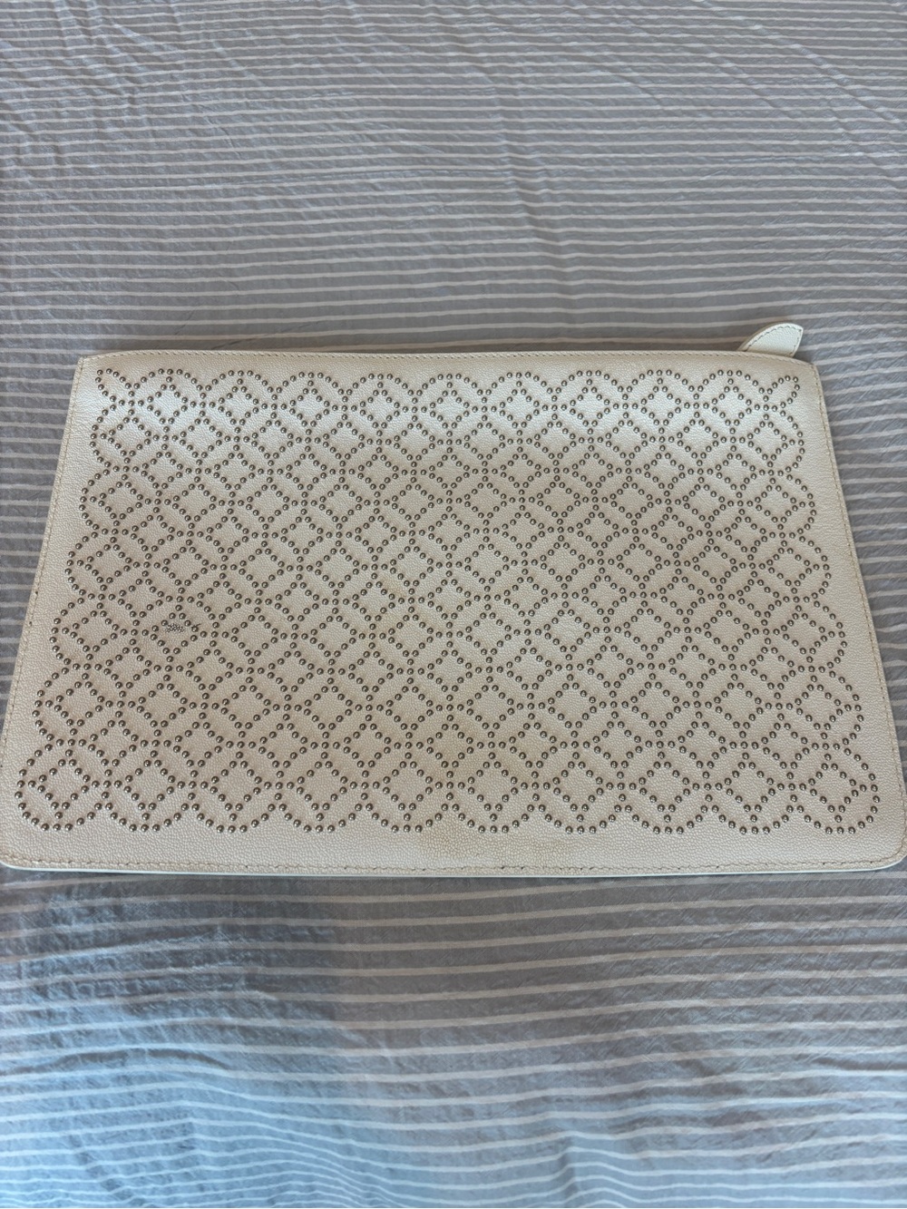 Alaïa Cream Perforated Leather Clutch
